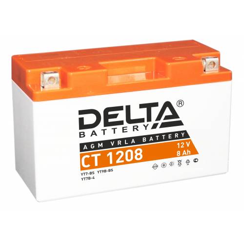 АКБ мото DELTA Battery AGM 8 А ч прямая L+ EN130 А 150x66x95 YT7-BS CT 1208